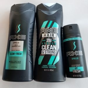 3 pc AXE Apollo Set: Shampoo/Body Wash/Deodorant
